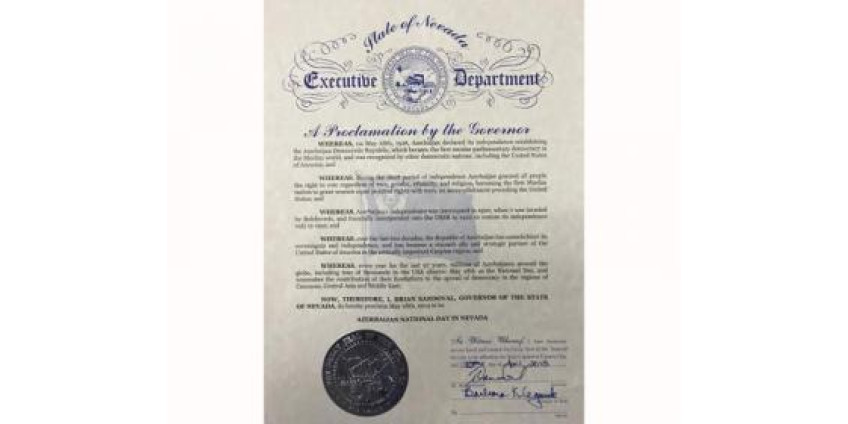 Губернатор Невады объявил 28 МАЯ «НАЦИОНАЛЬНЫМ ДНЕМ АЗЕРБАЙДЖАНА»
