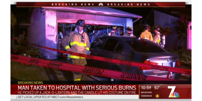 На мужчине из Сан-Диего загорелся костюм для Хэллоуина