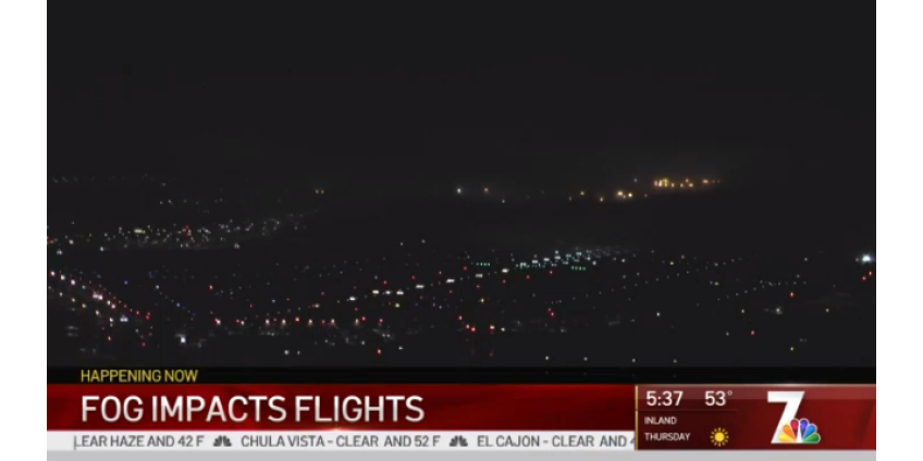 Плотный туман вызвал десятки задержек международных рейсов в Сан-Диего