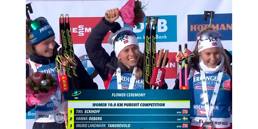 Норвежская биатлонистка Экхофф победила в гонке преследования на этапе Кубка мира