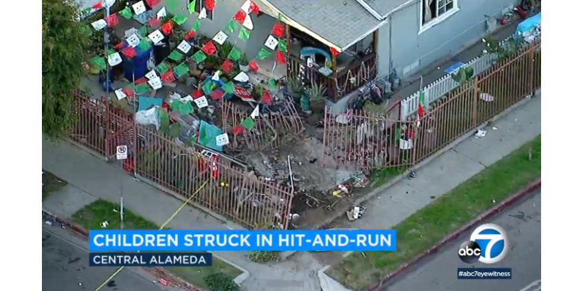2 автомобиля врезались во двор на юге Лос-Анджелеса, пострадали дети