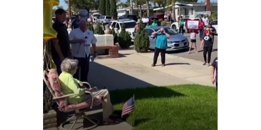 Бабушку-ветерана из Сан-Диего массово поздравили с Днем рождения даже в условиях карантина