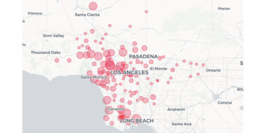 Наибольшее количество случаев распространения COVID-19 в округе Лос-Анджелес зафиксировано в Long Beach