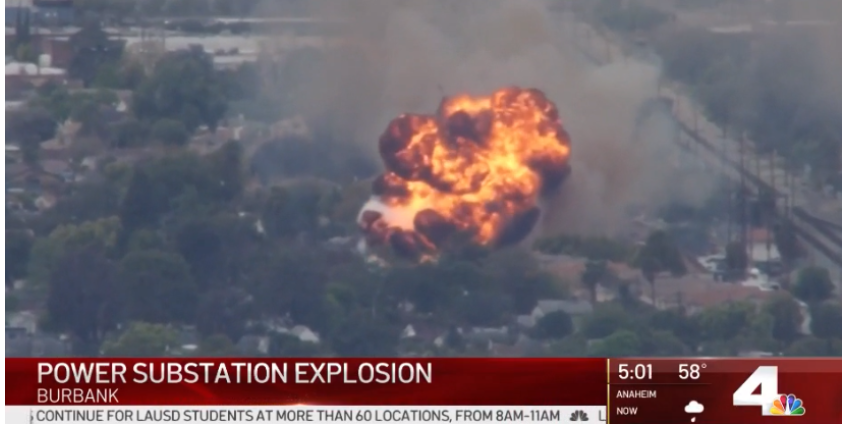 На электроподстанции в Бербанке произошел мощный взрыв