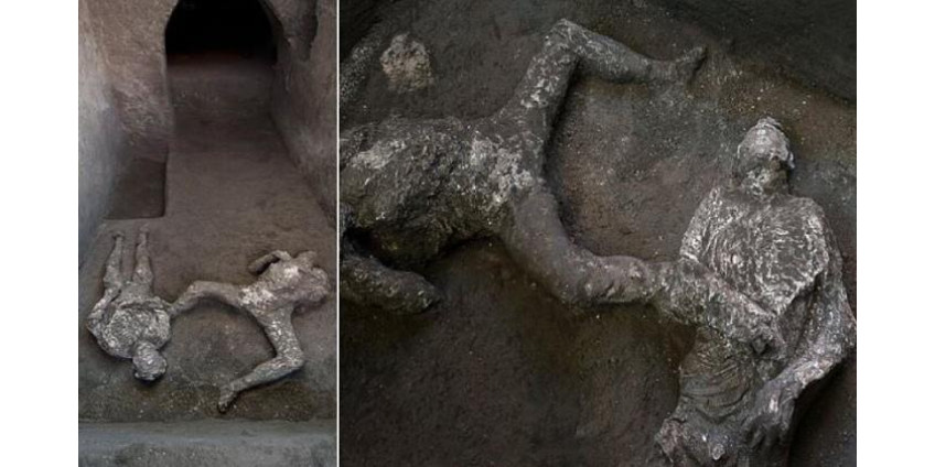 На раскопках в городе Помпеи обнаружены останки двух мужчин, погибших при извержении Везувия в 79 году н.э.