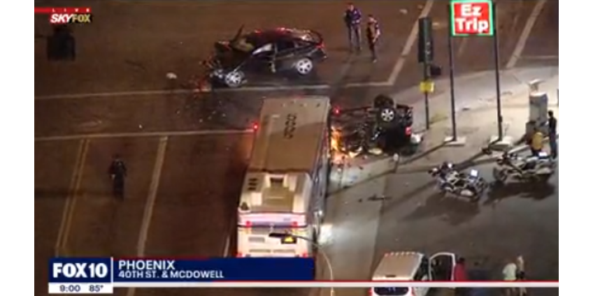 Трое взрослых и ребенок были тяжело ранены в автомобильной аварии в Финиксе