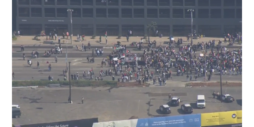 Сотни людей прошли маршем за права палестинцев в Западном Лос-Анджелесе