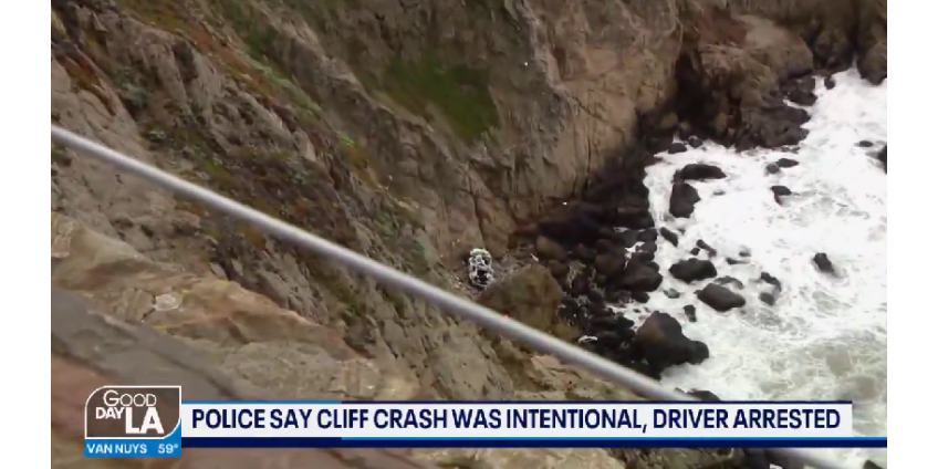 2 взрослых и 2 ребенка упали в автомобиле с обрыва и чудом остались живы